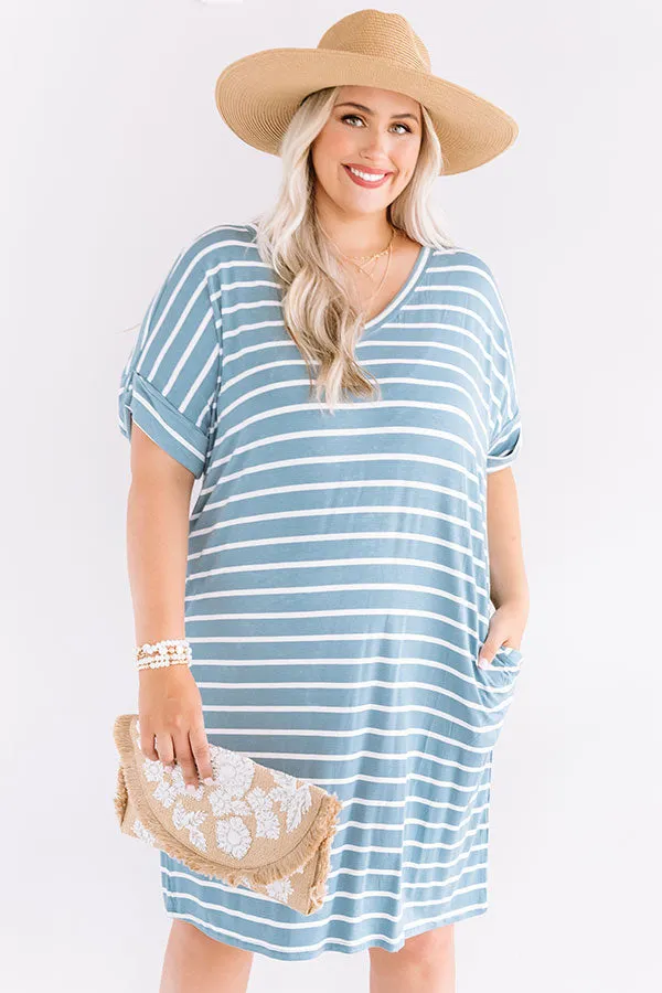 Kisses And Stripes Dress In Airy Blue Curves