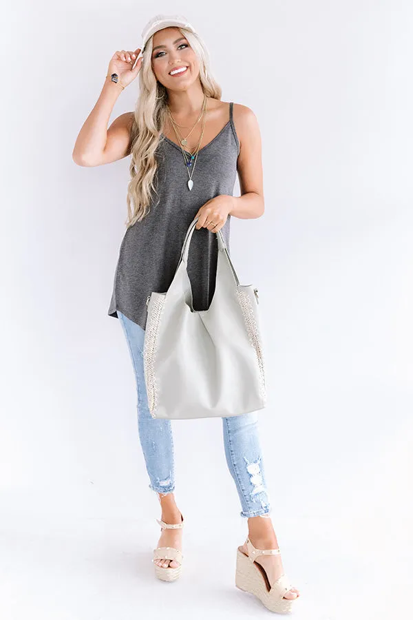 Kisses On The Coast Shift Tank In Dark Grey