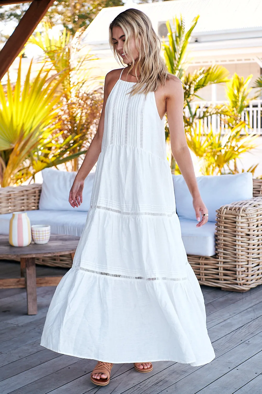 Lala Linen Maxi Dress - White