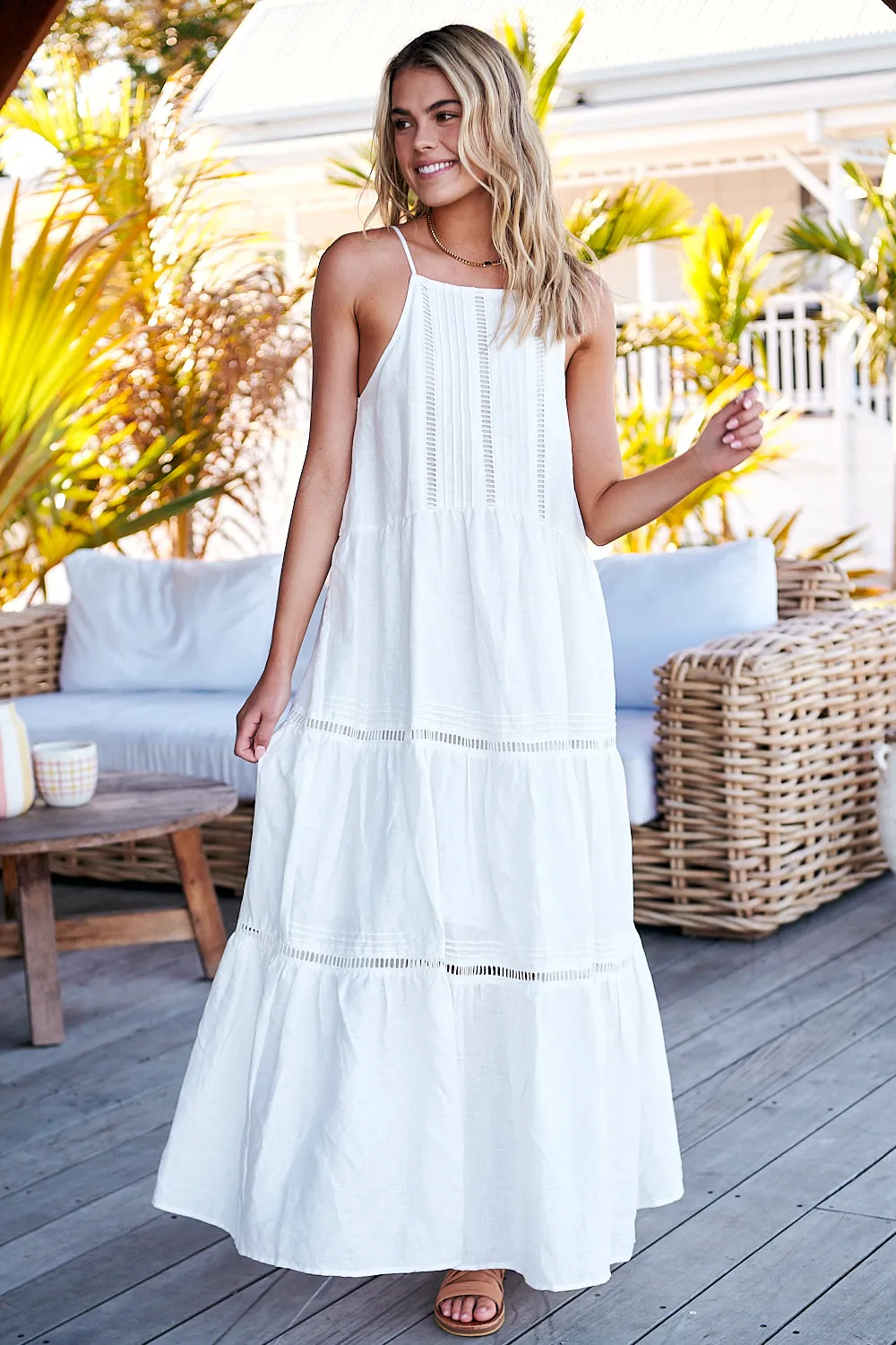 Lala Linen Maxi Dress - White