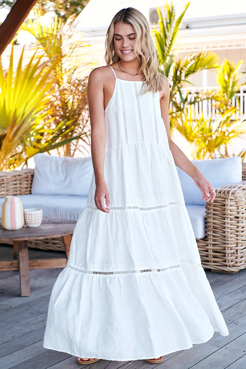 Lala Linen Maxi Dress - White