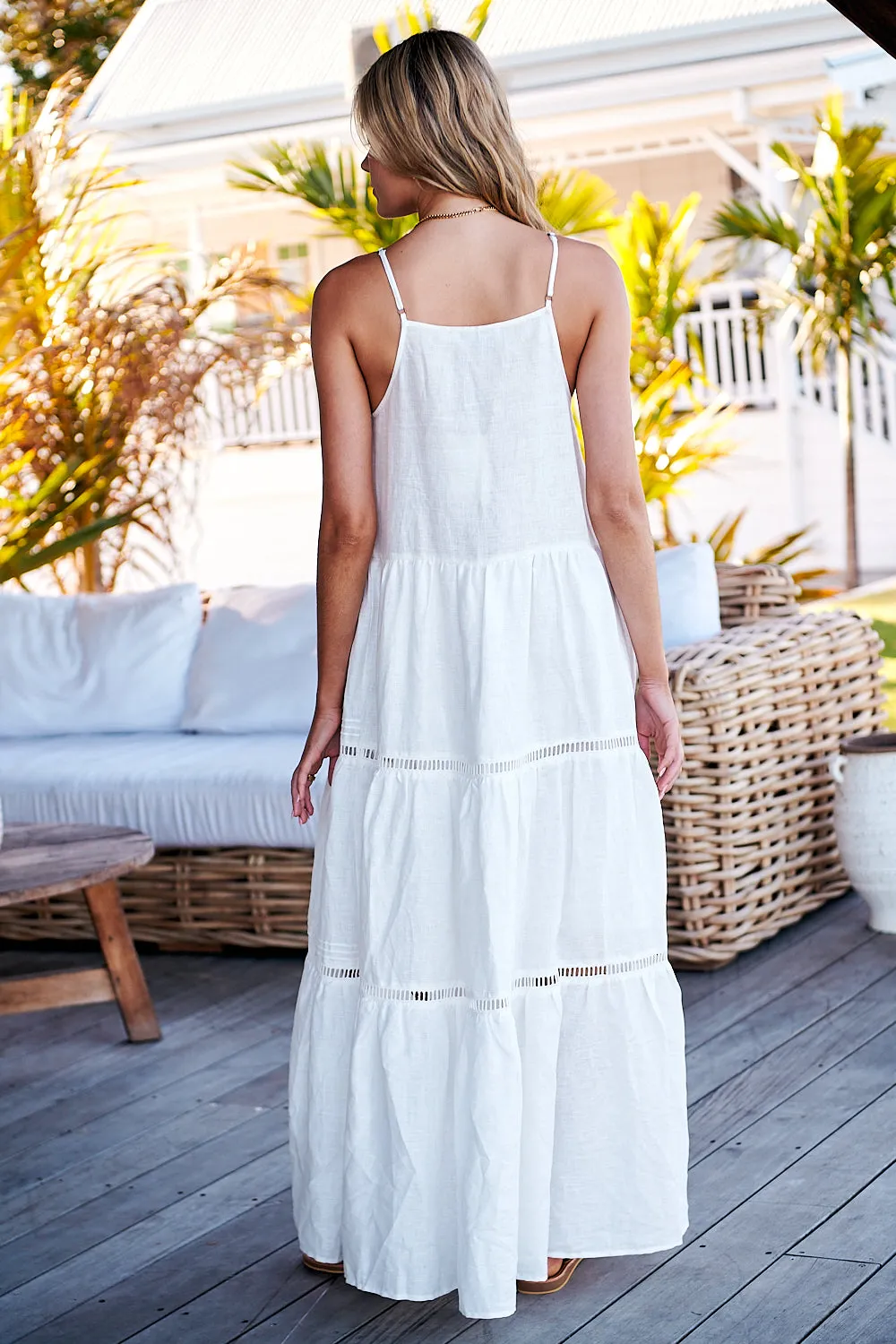 Lala Linen Maxi Dress - White