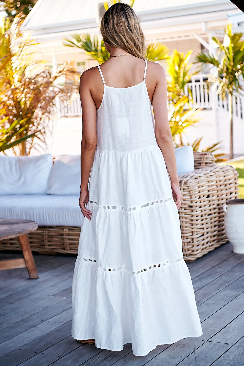 Lala Linen Maxi Dress - White