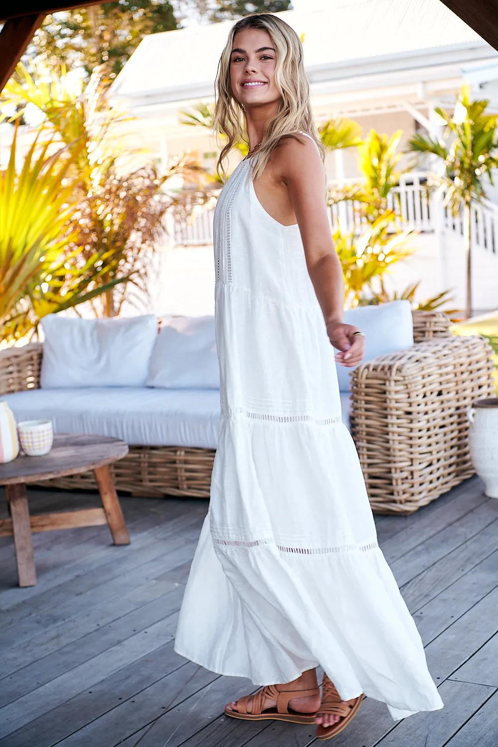 Lala Linen Maxi Dress - White