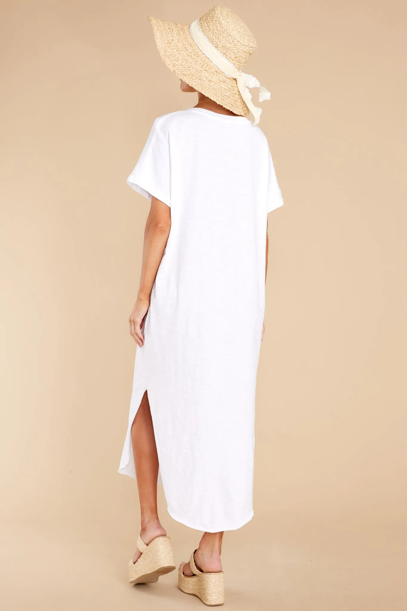 Leia White Slub Midi Dress