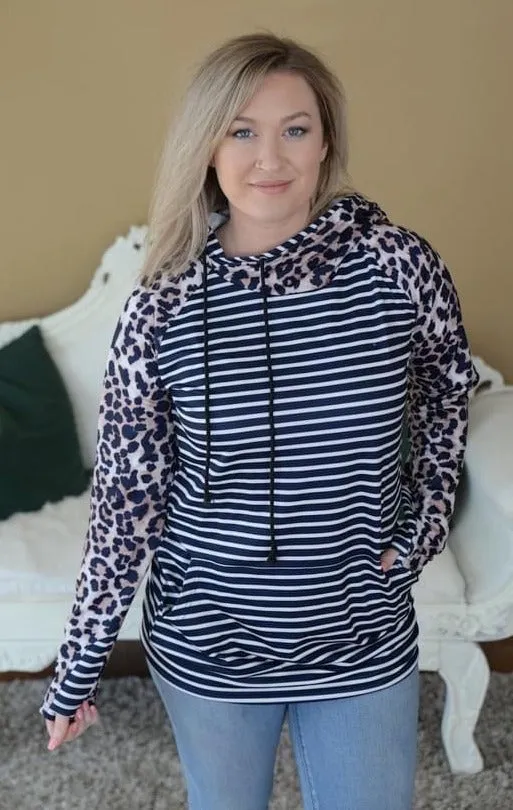 Leopard & Striped Double Hoodie