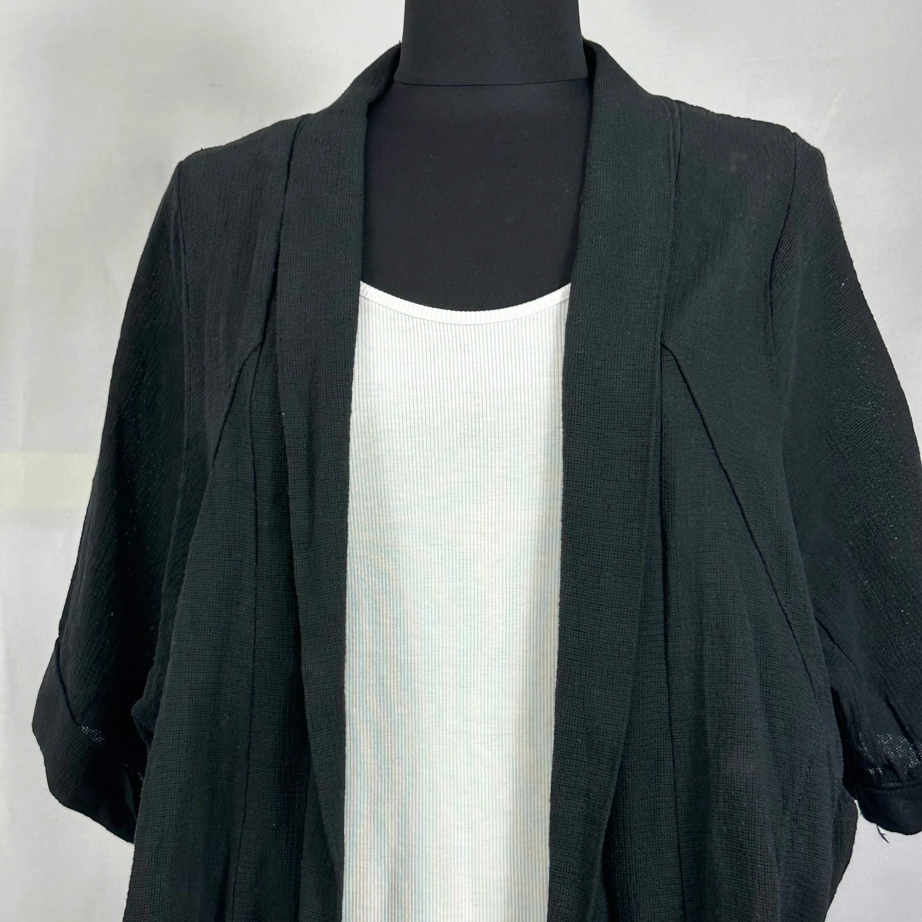 Linen/Cotton Blend Kimono Open Jacket