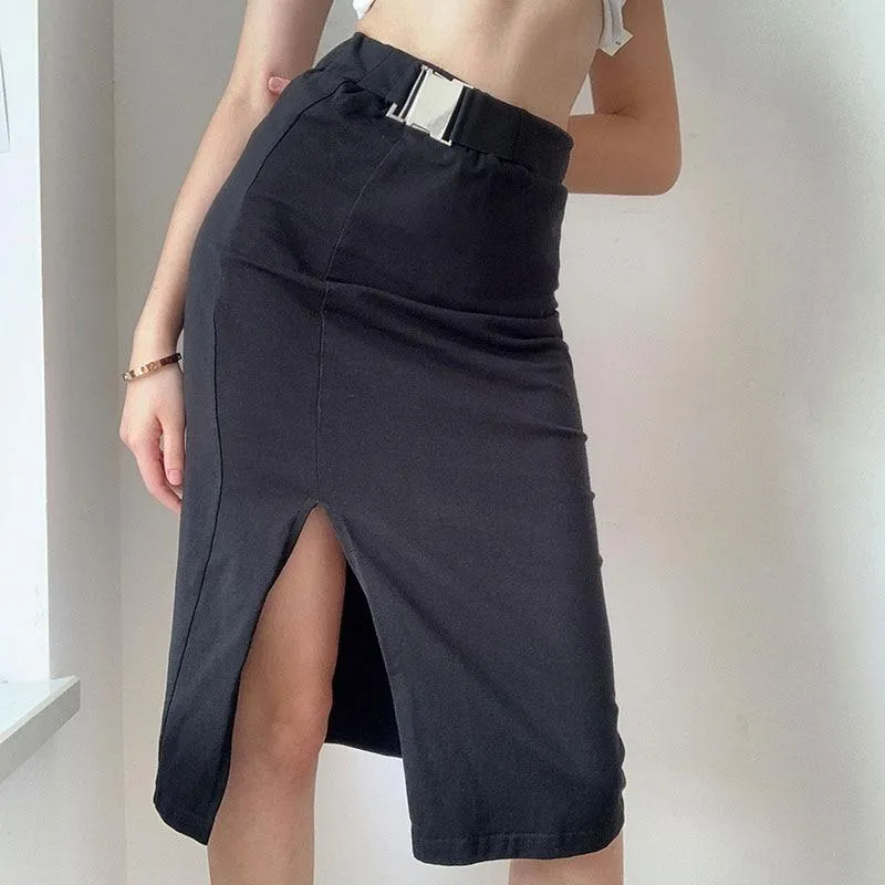 Long Black Pencil Skirt