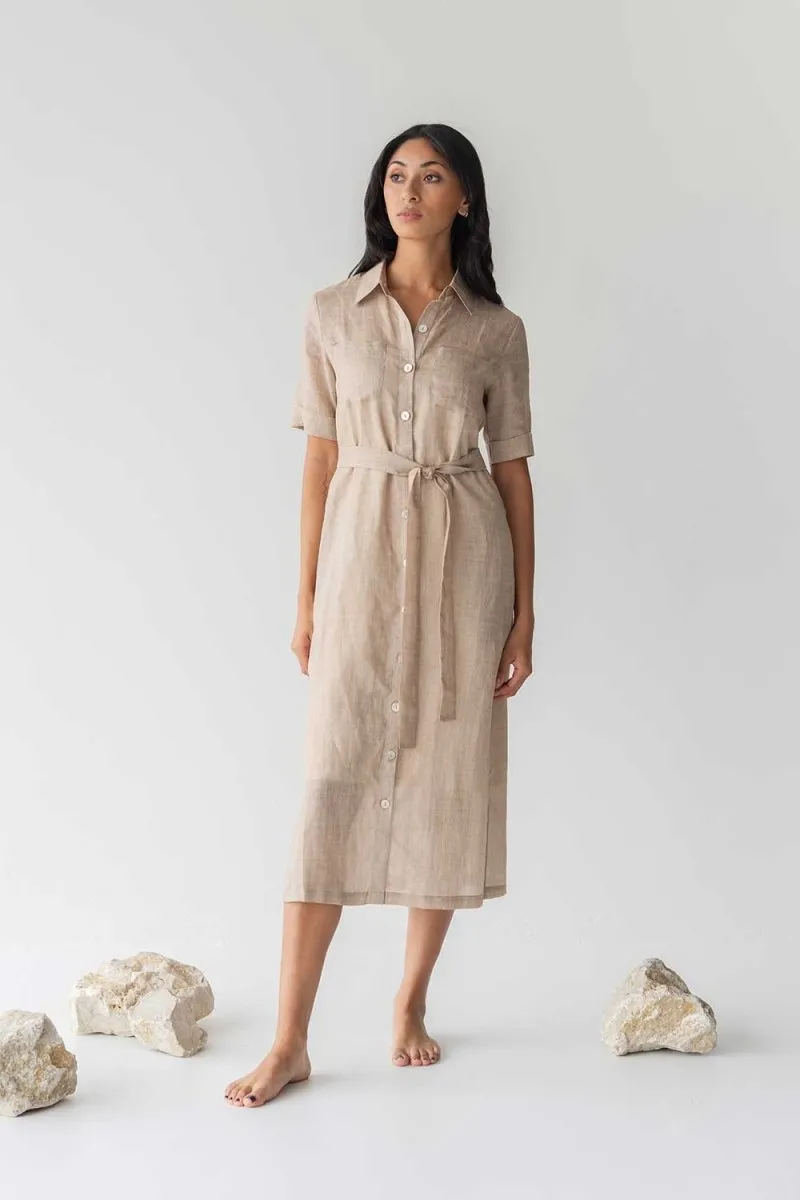 Lumen Shirt Dress in Warm Sand