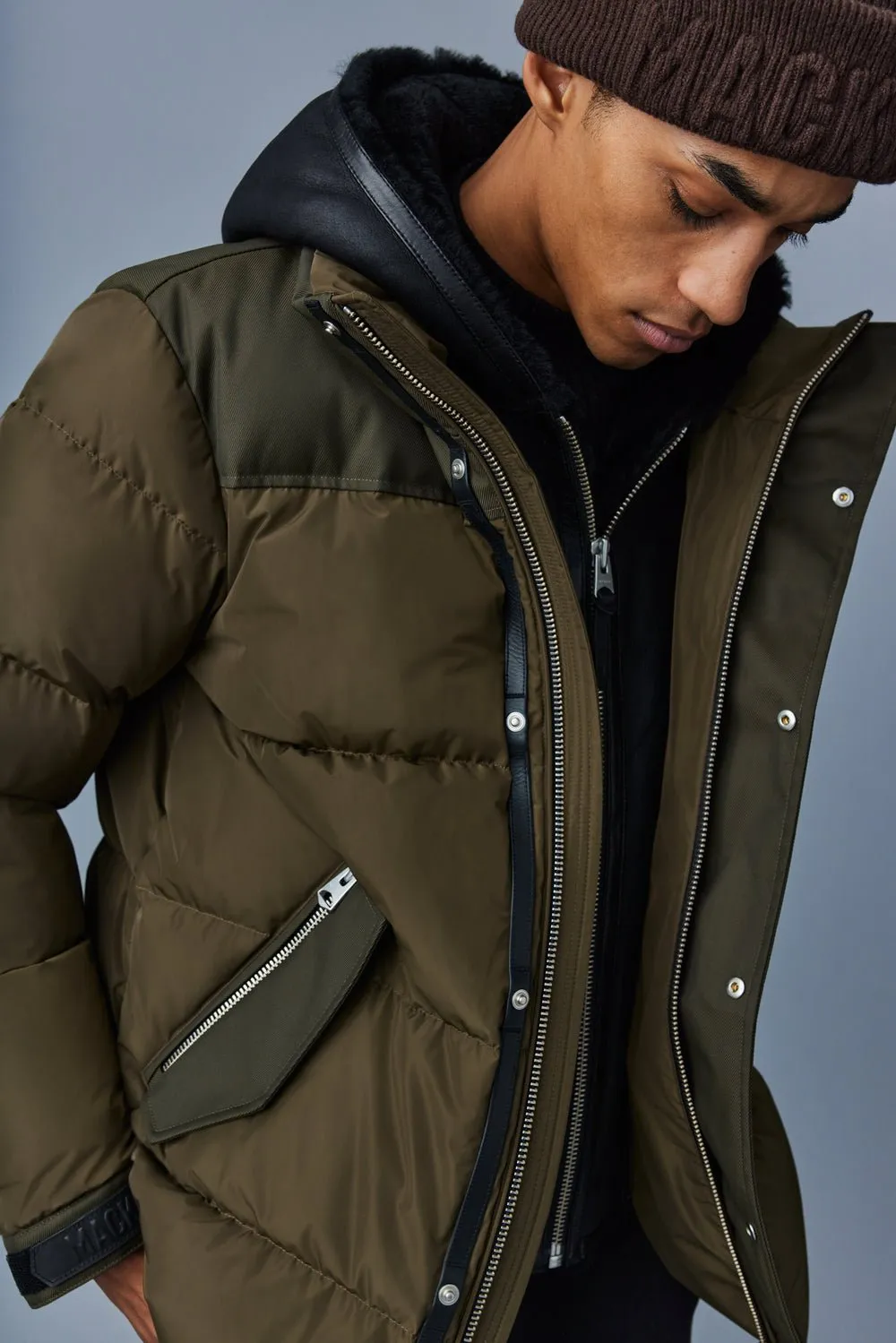 MACKAGE RILEY - Classic Down Jacket With Removable Shearling Bib