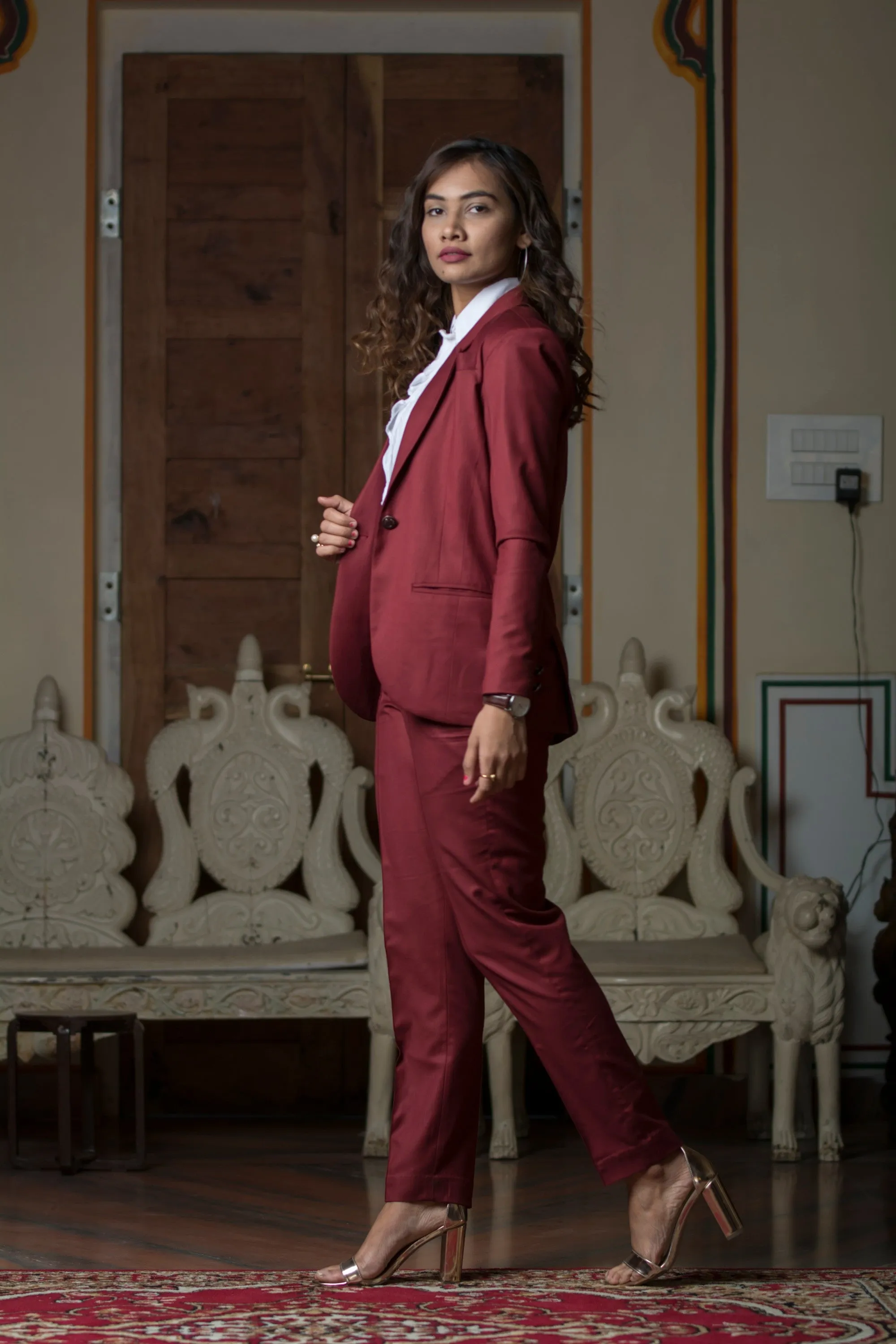 Maroon Power Suit