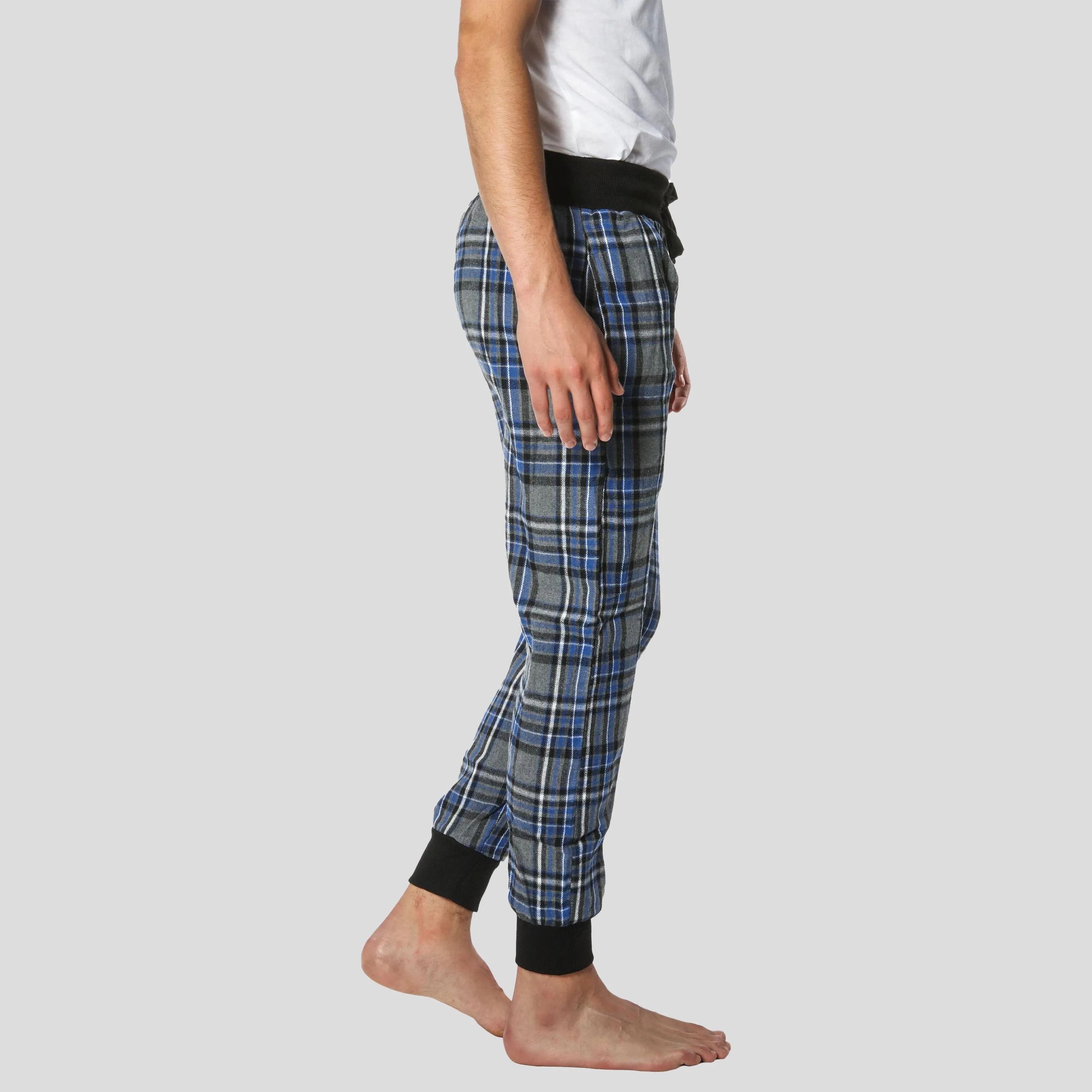 Members Only Men's Flannel Jogger Lounge Pants - Charcoal/Blue