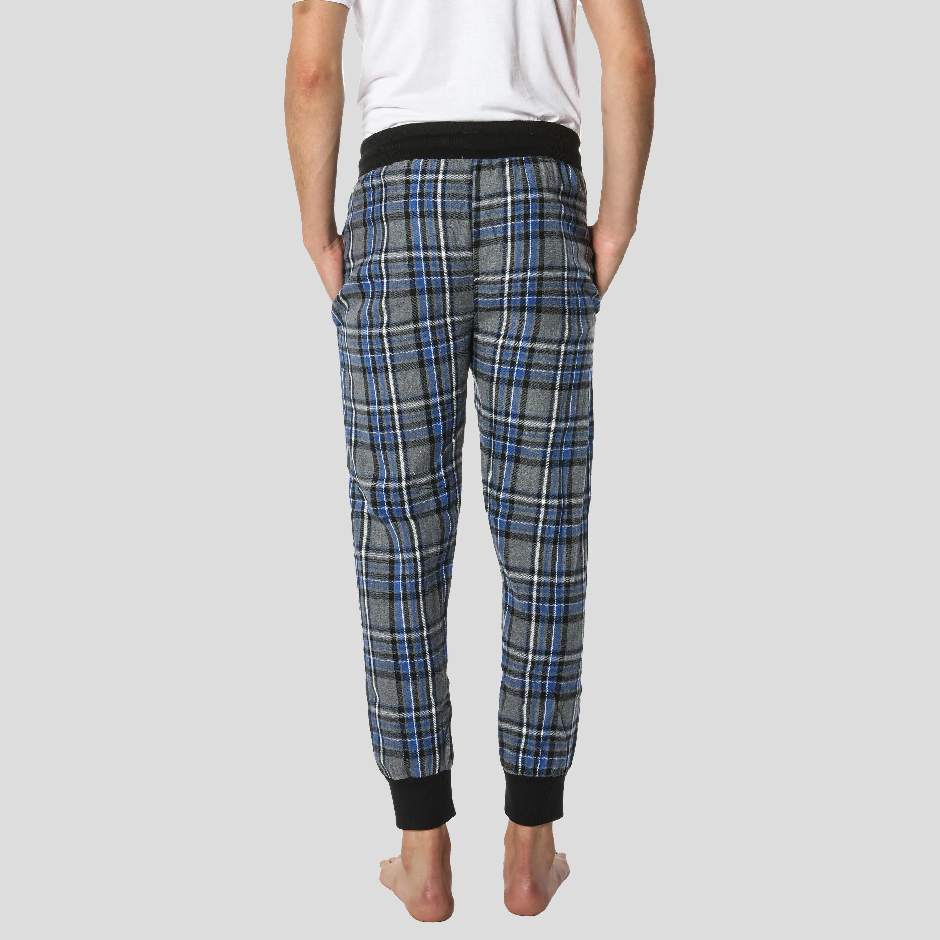 Members Only Men's Flannel Jogger Lounge Pants - Charcoal/Blue