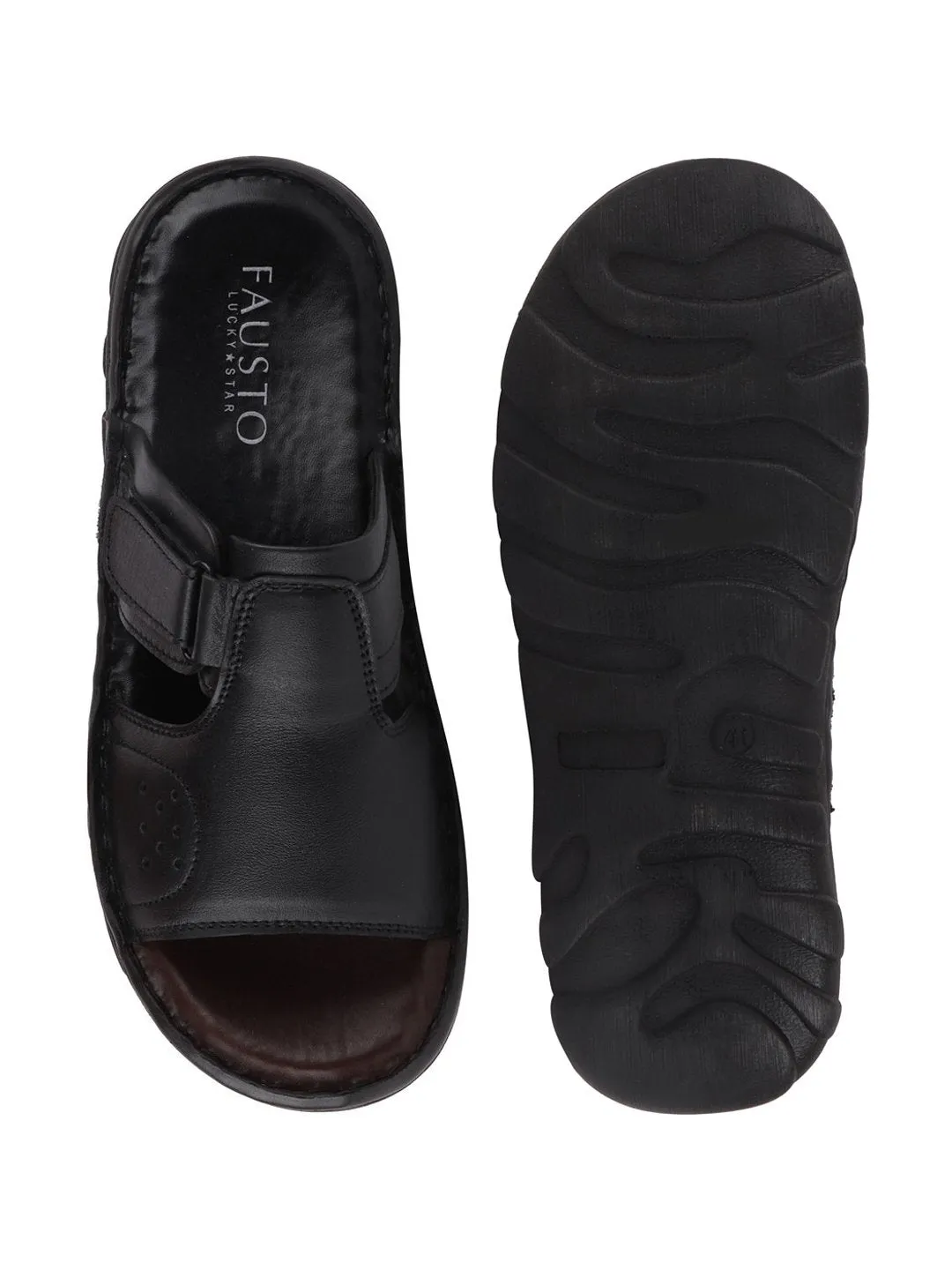 Men Black Formal Leather Slip-On Dress Slip-On Slippers