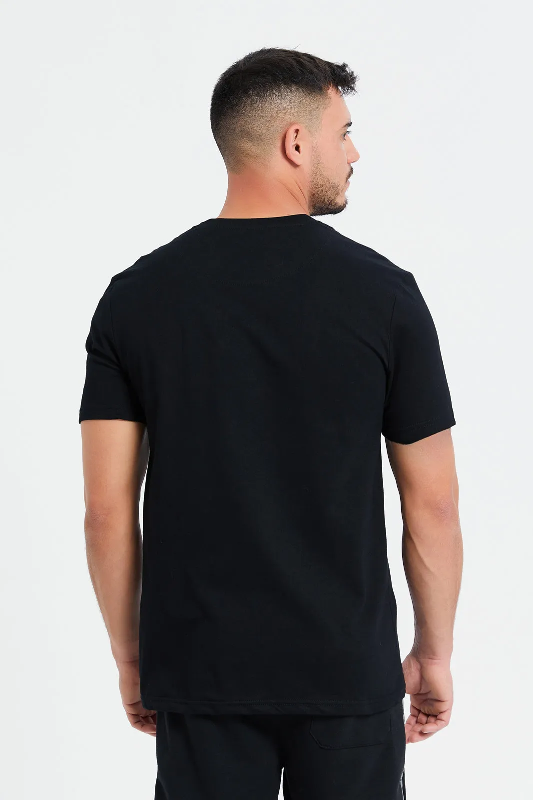 Men Black Printed Active T-Shirt