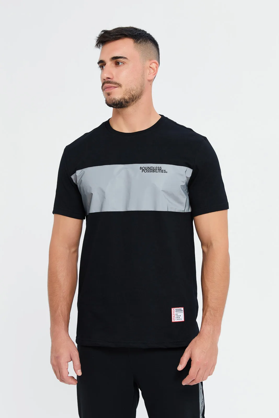 Men Black Printed Active T-Shirt