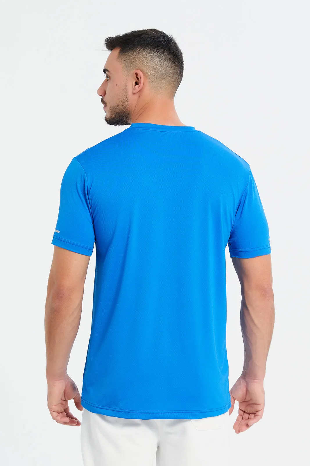 Men Blue Active Slim Fit T-Shirt