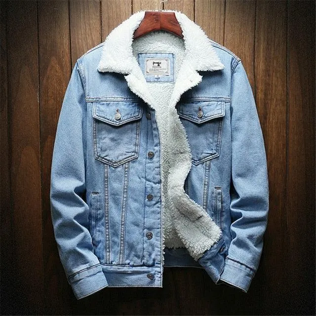 Men Casual Wool Denim Coat