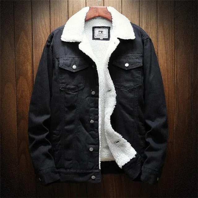 Men Casual Wool Denim Coat