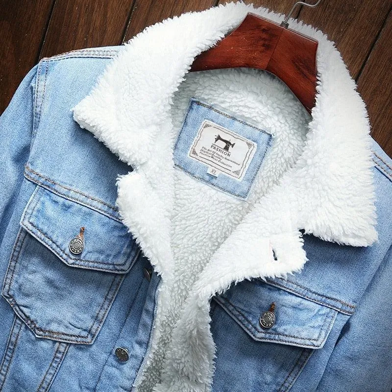 Men Casual Wool Denim Coat