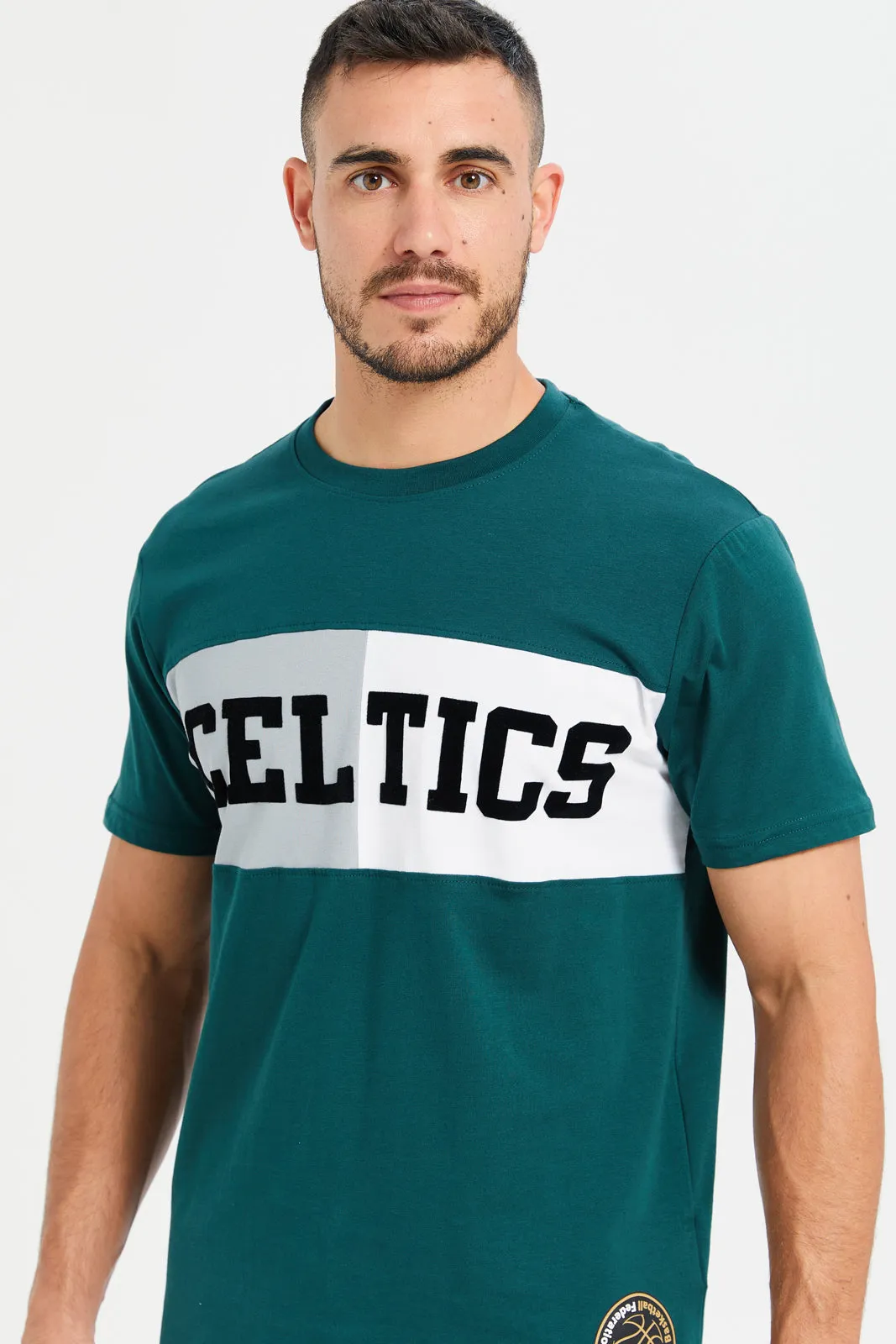 Men Green Celtics Print Active T-Shirt