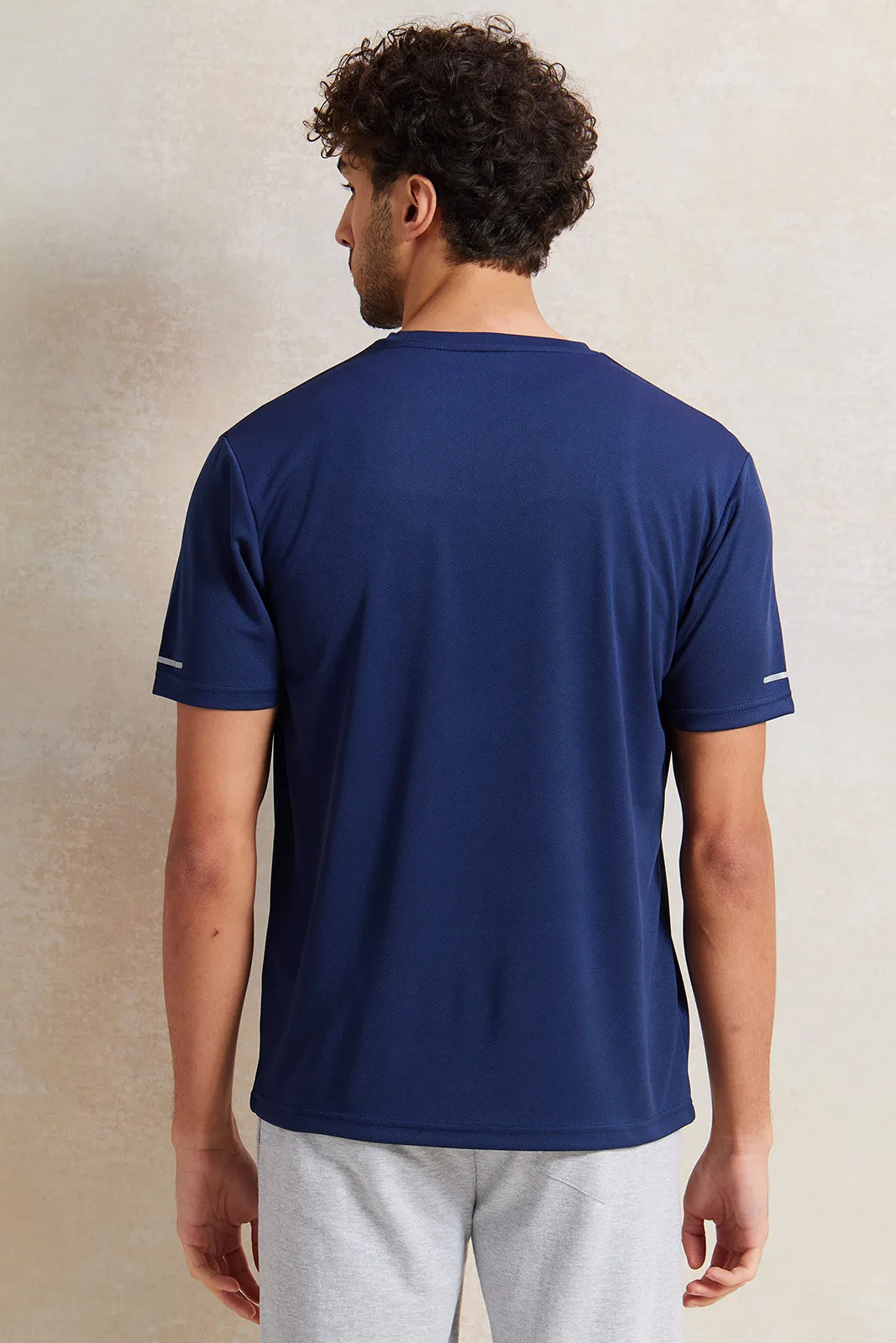 Men Navy Printed Active T-Shirt