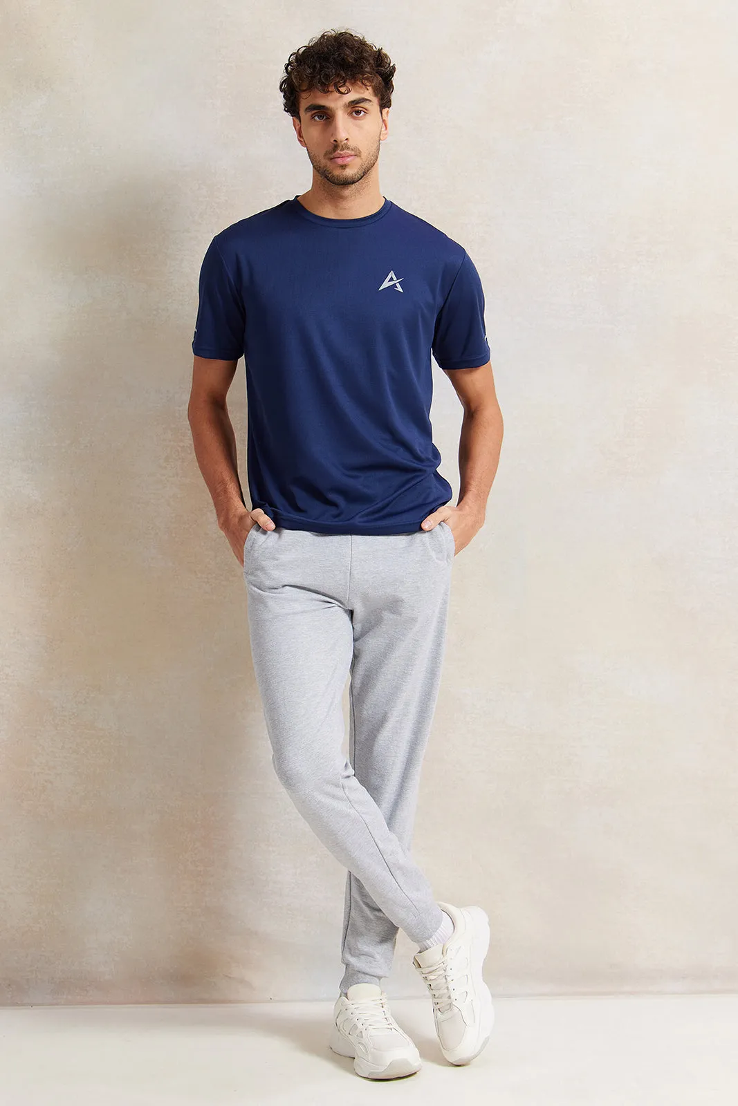 Men Navy Printed Active T-Shirt