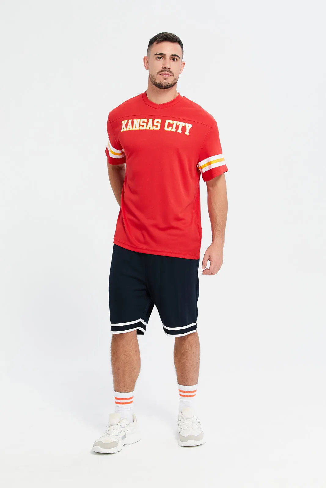 Men Red NFL Short Sleeve Active T-Shirt