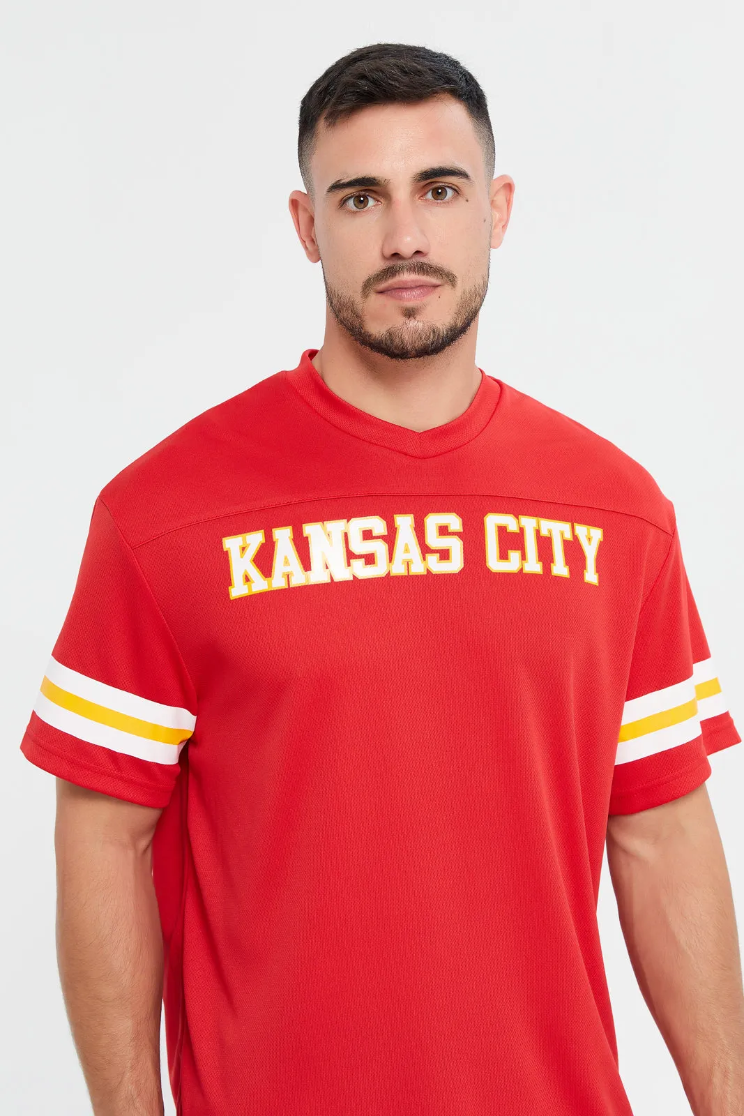 Men Red NFL Short Sleeve Active T-Shirt