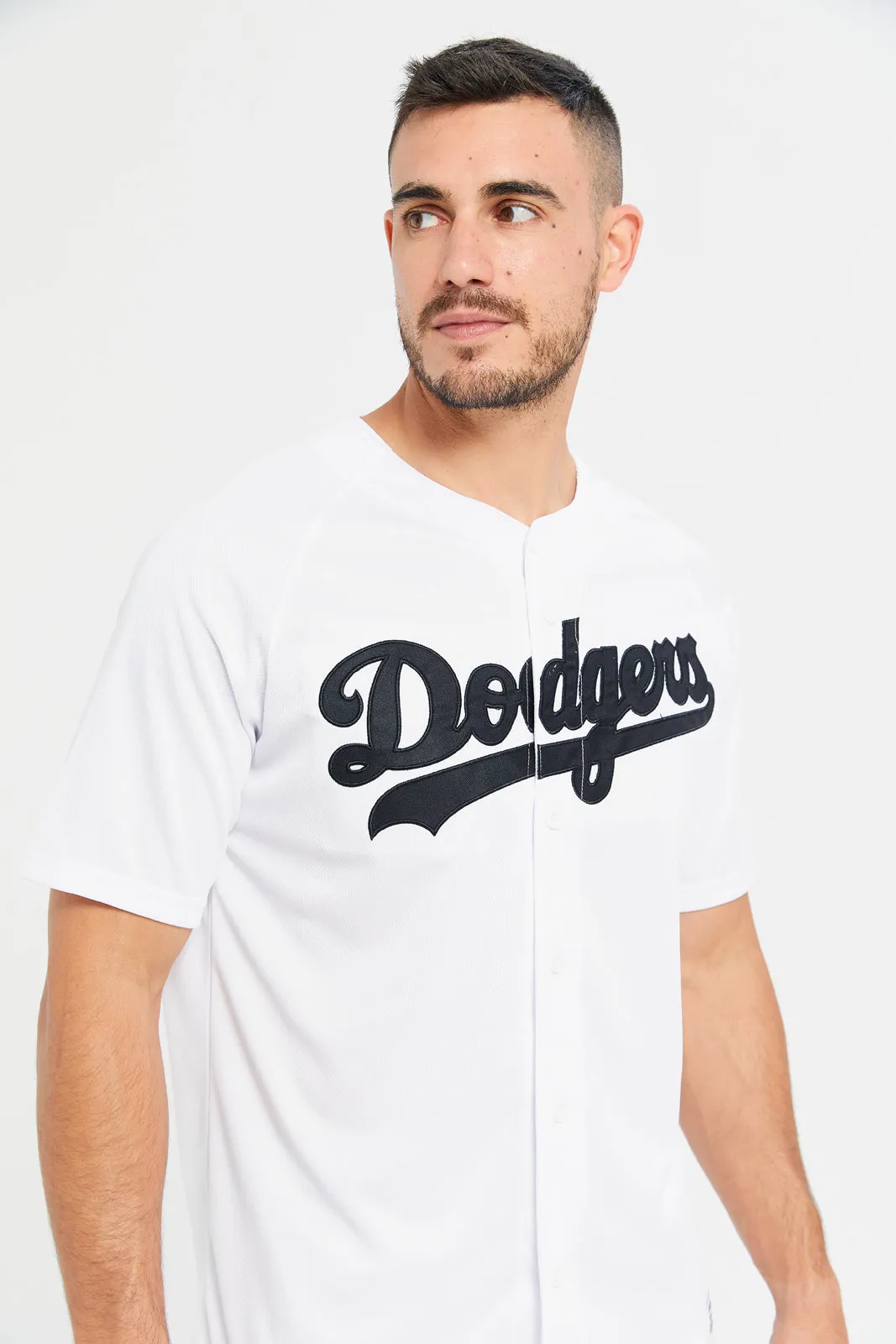 Men White Dodgers Active T-Shirt