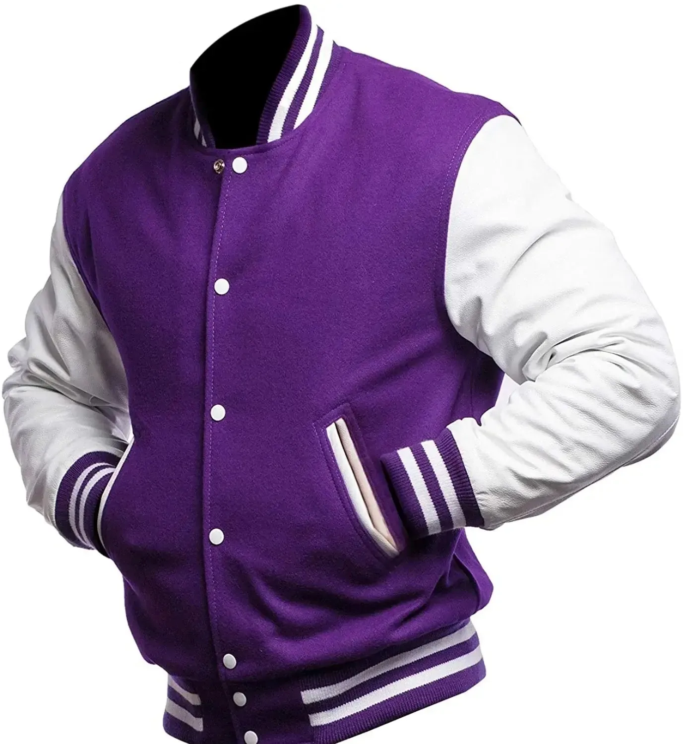 Mens Purple And White Varsity Jacket