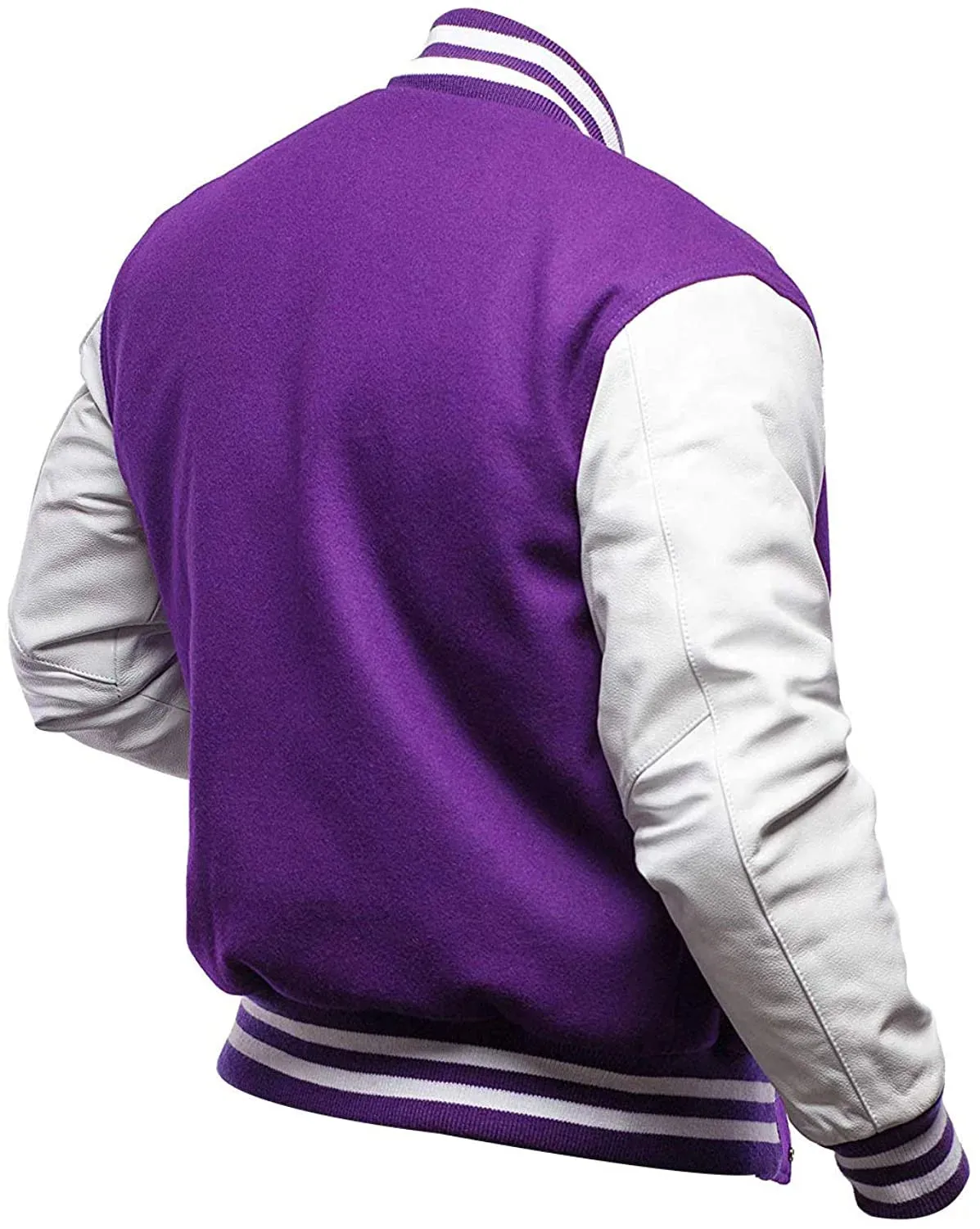 Mens Purple And White Varsity Jacket