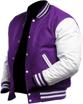 Mens Purple And White Varsity Jacket