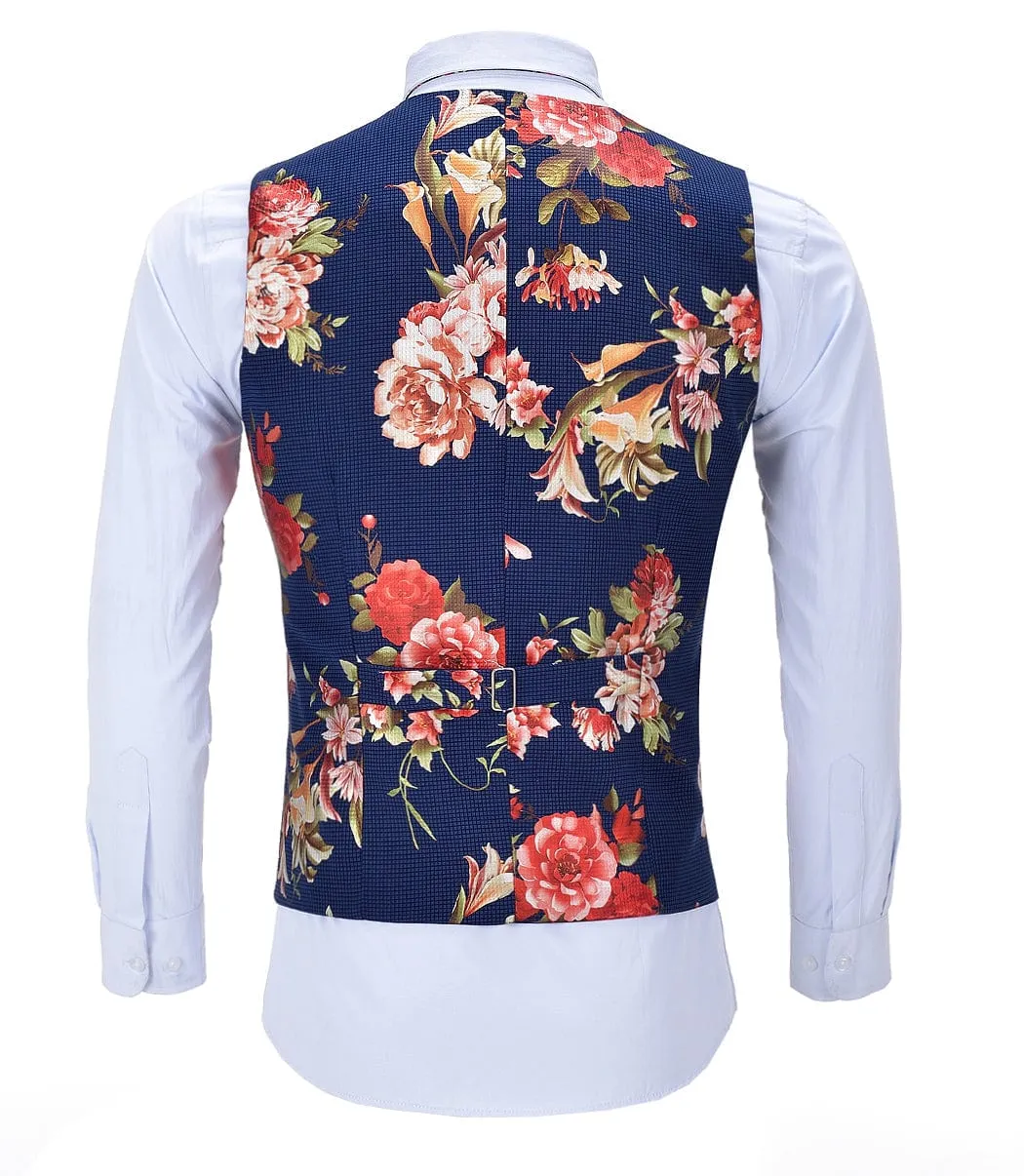 Men's Suit Vest Floral Dress V-Neck Waistcoat