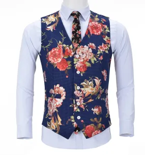 Men's Suit Vest Floral Dress V-Neck Waistcoat