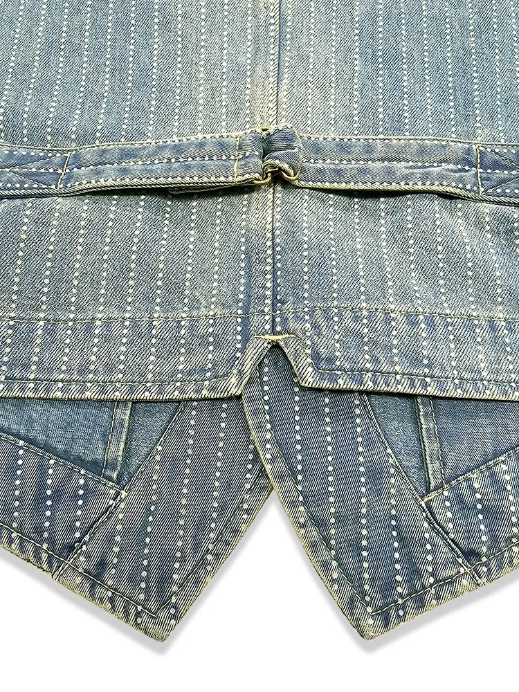 Men's Washed Blue Striped Denim Vest