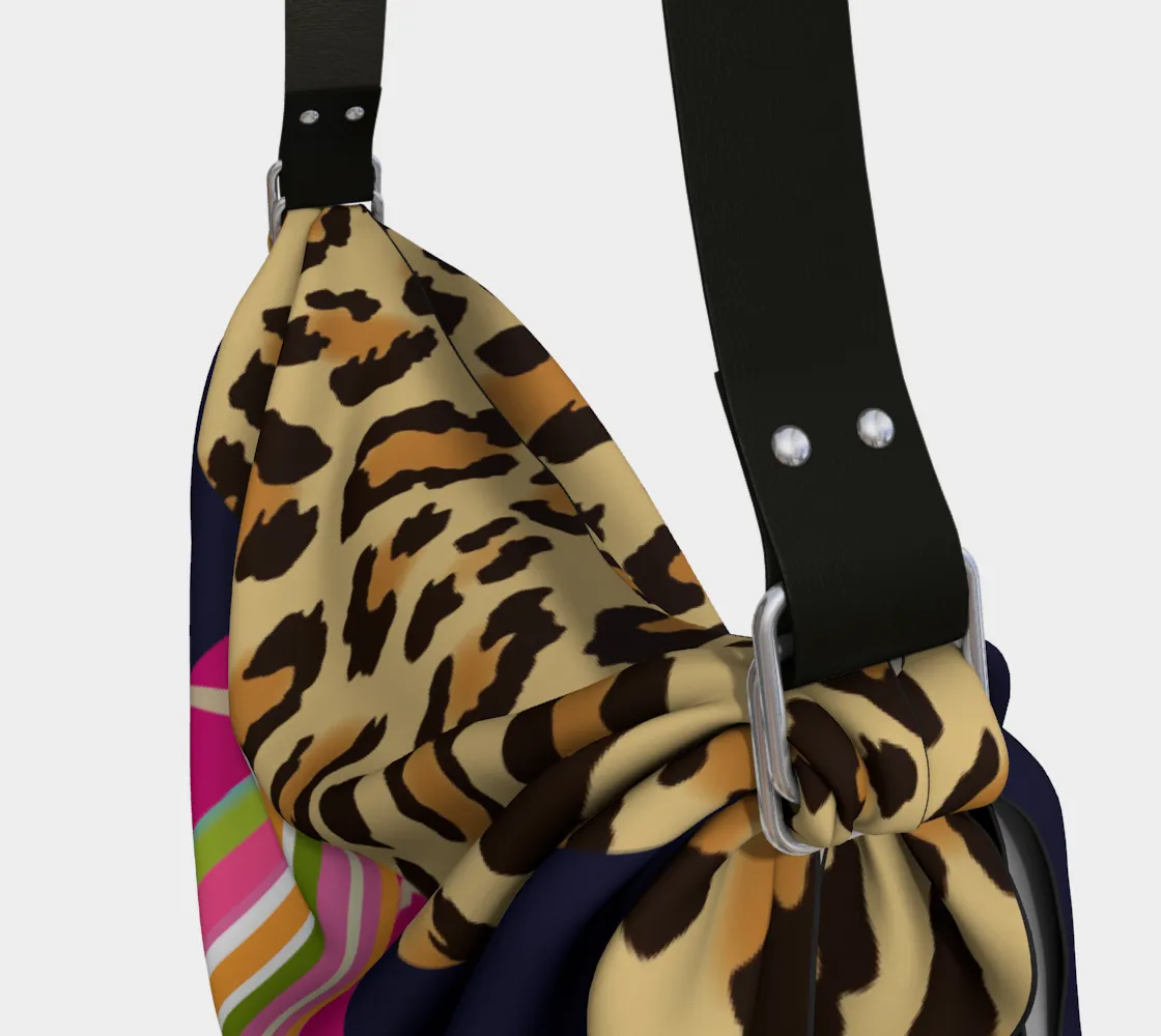 Midnight Train Pink Giraffe Cheetah Hobo Scarf Bag