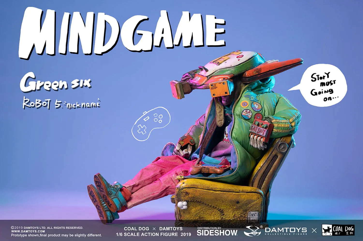 Mindgame Green Six Damtoys x Coal Dog New Collaboration Series 1/6 Action Figure