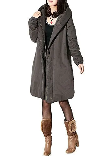 Minibee Women's Winter Outwear Hoodie Coat Gray M