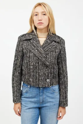 Multicolour Sargent Double Breasted Tweed Cropped Jacket