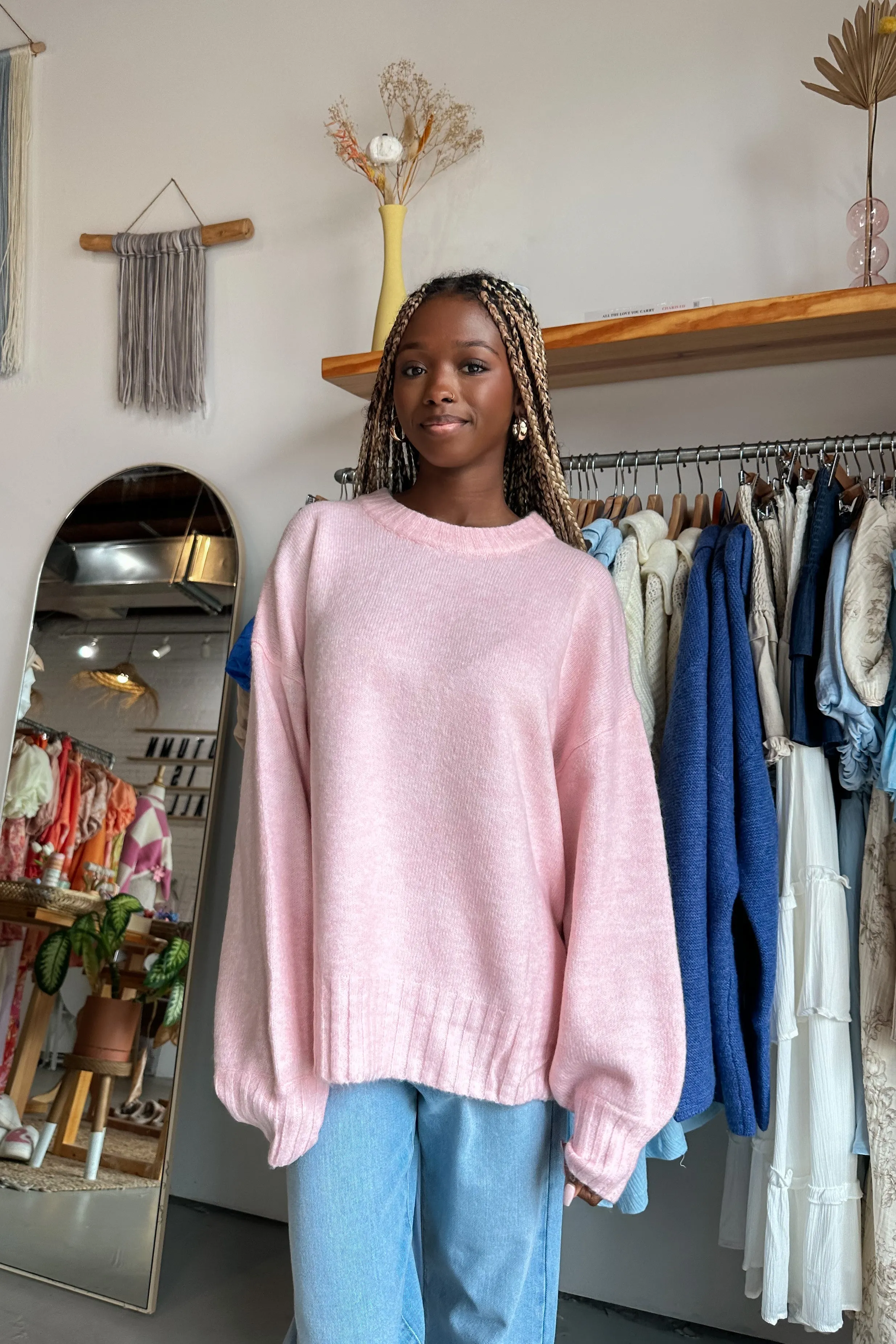 Noah Mock Neck Sweater in Pink | Restocked