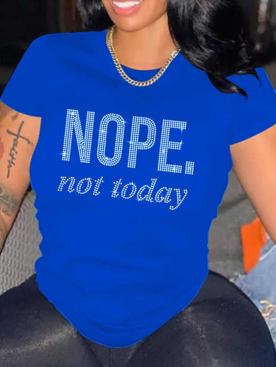 NOPE...not today Red Rhinestone Tee Shirt Top