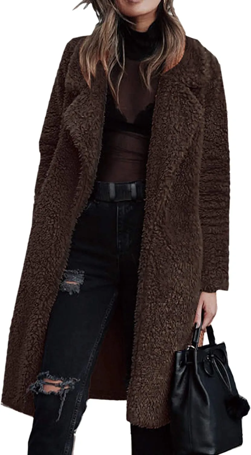 Oh So Chic Women's Caramel Long Sleeve Teddy Fur Coat