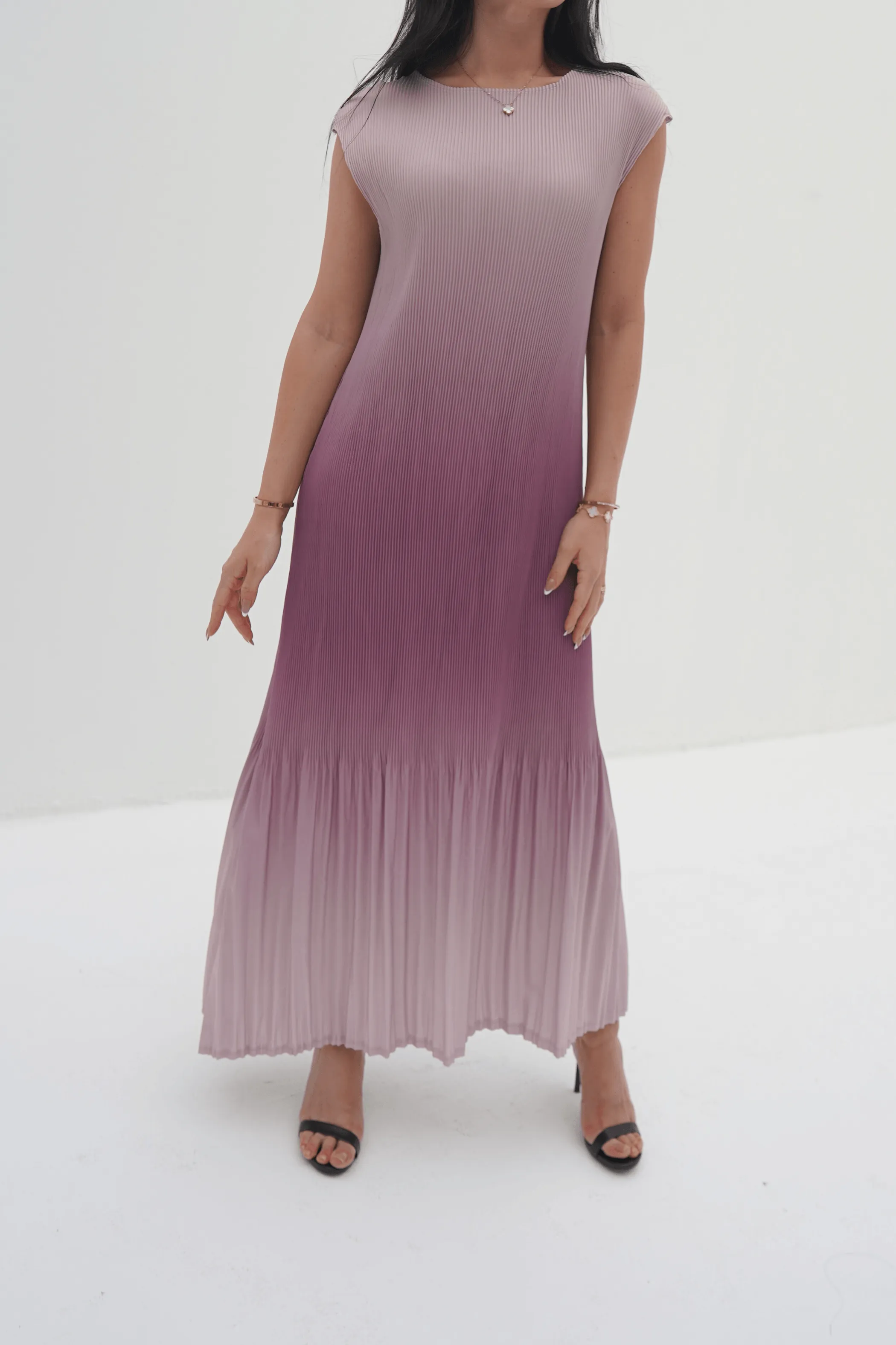 Ombre Stella Fishtail Pleated Dress