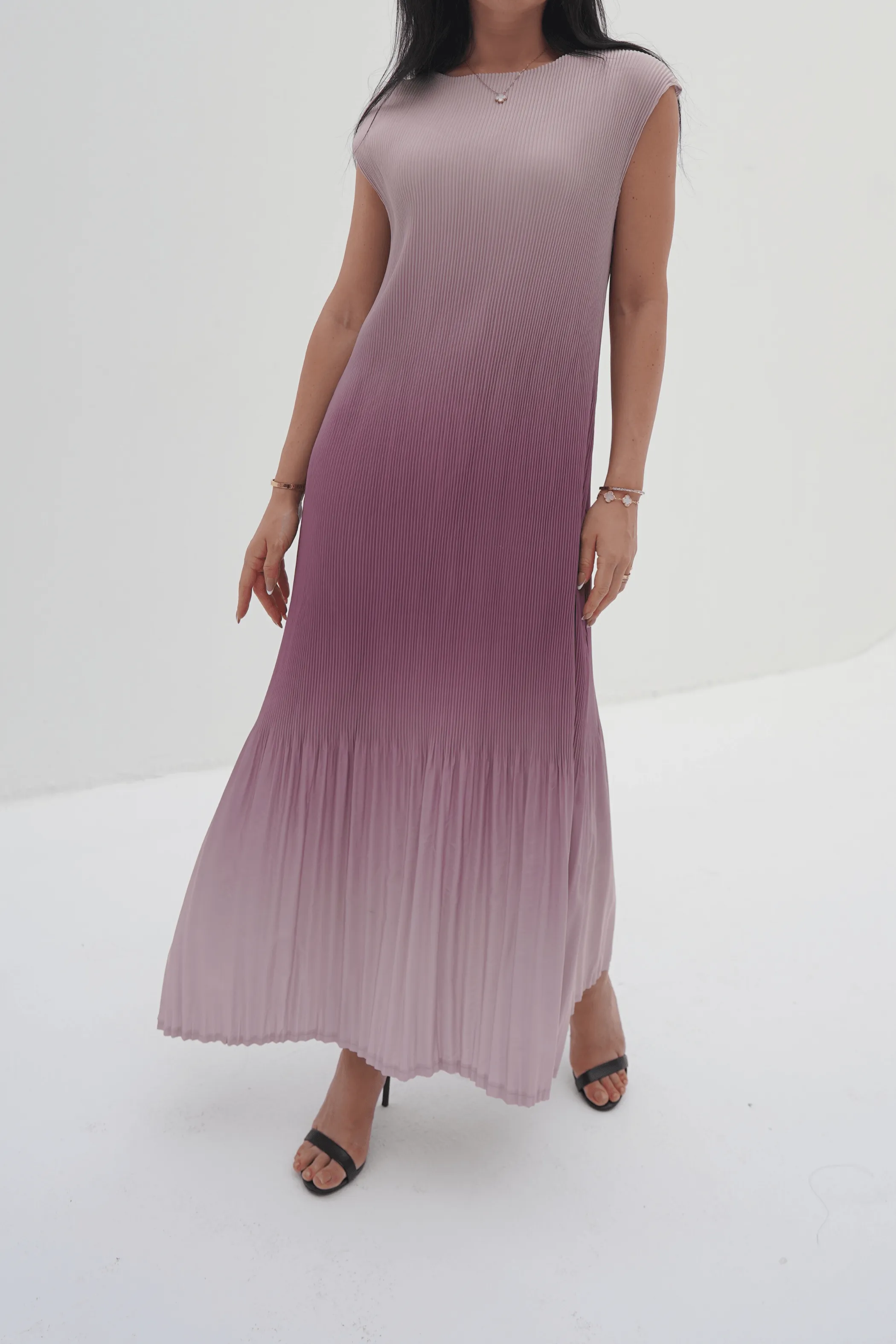 Ombre Stella Fishtail Pleated Dress