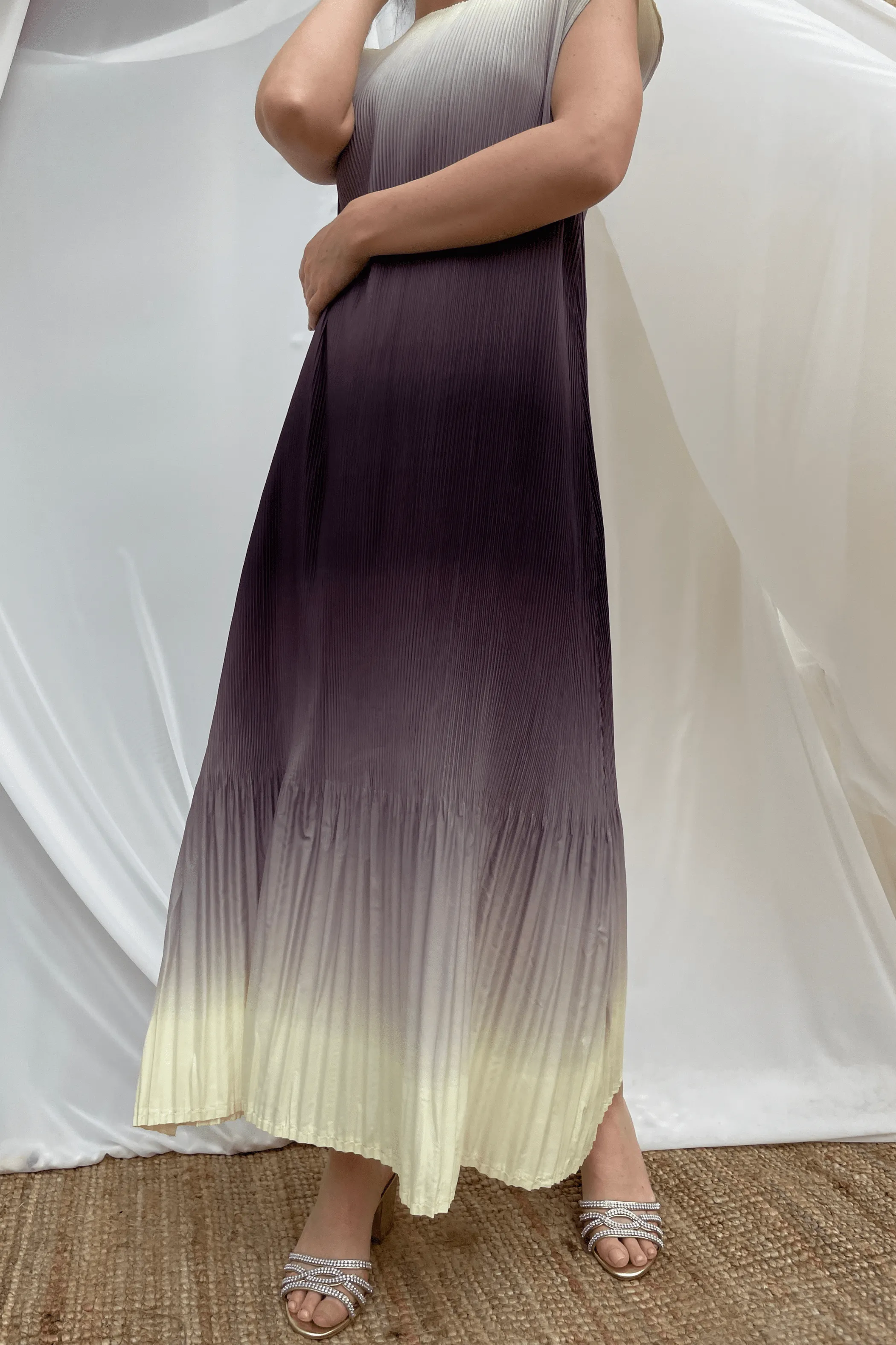 Ombre Stella Fishtail Pleated Dress