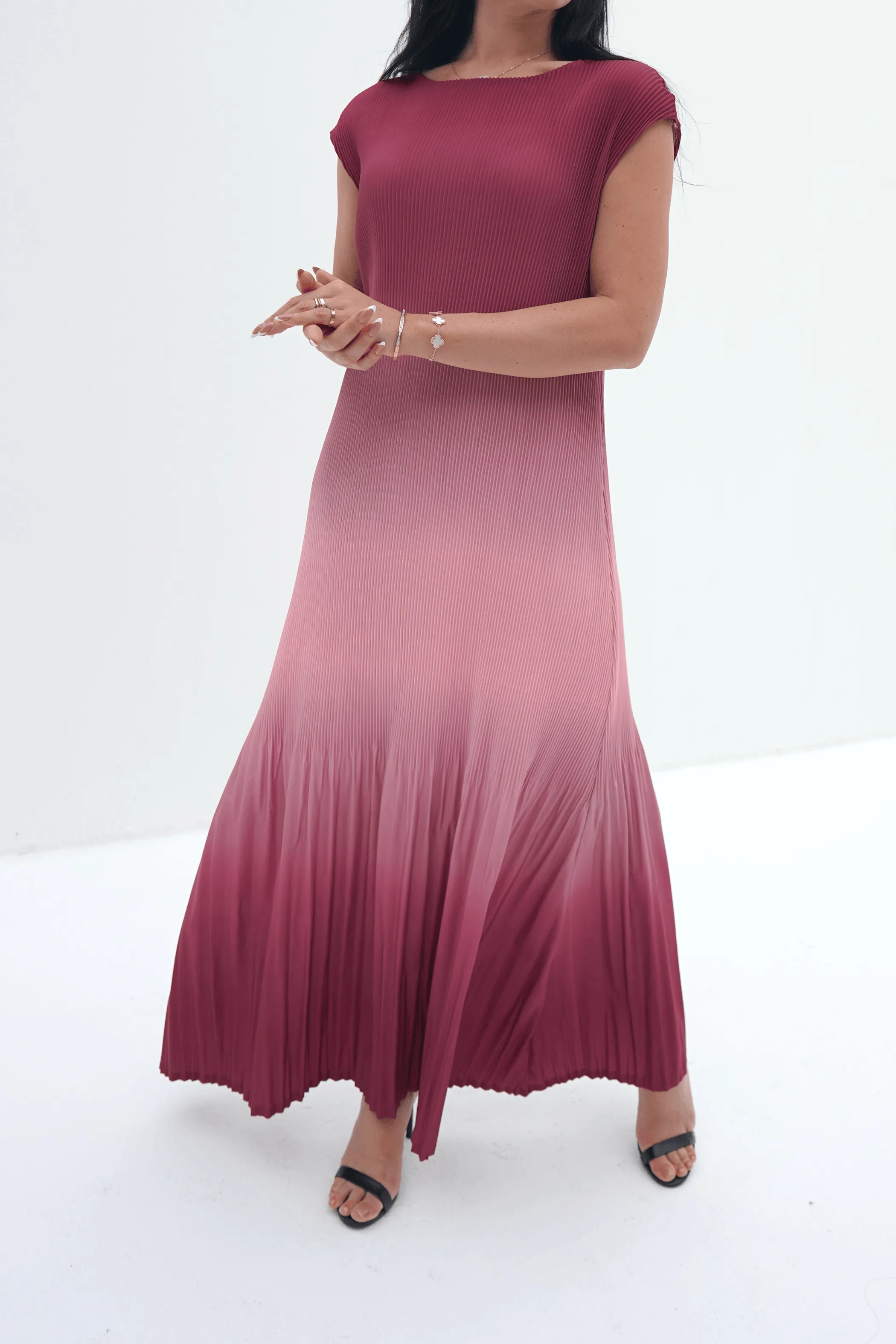 Ombre Stella Fishtail Pleated Dress