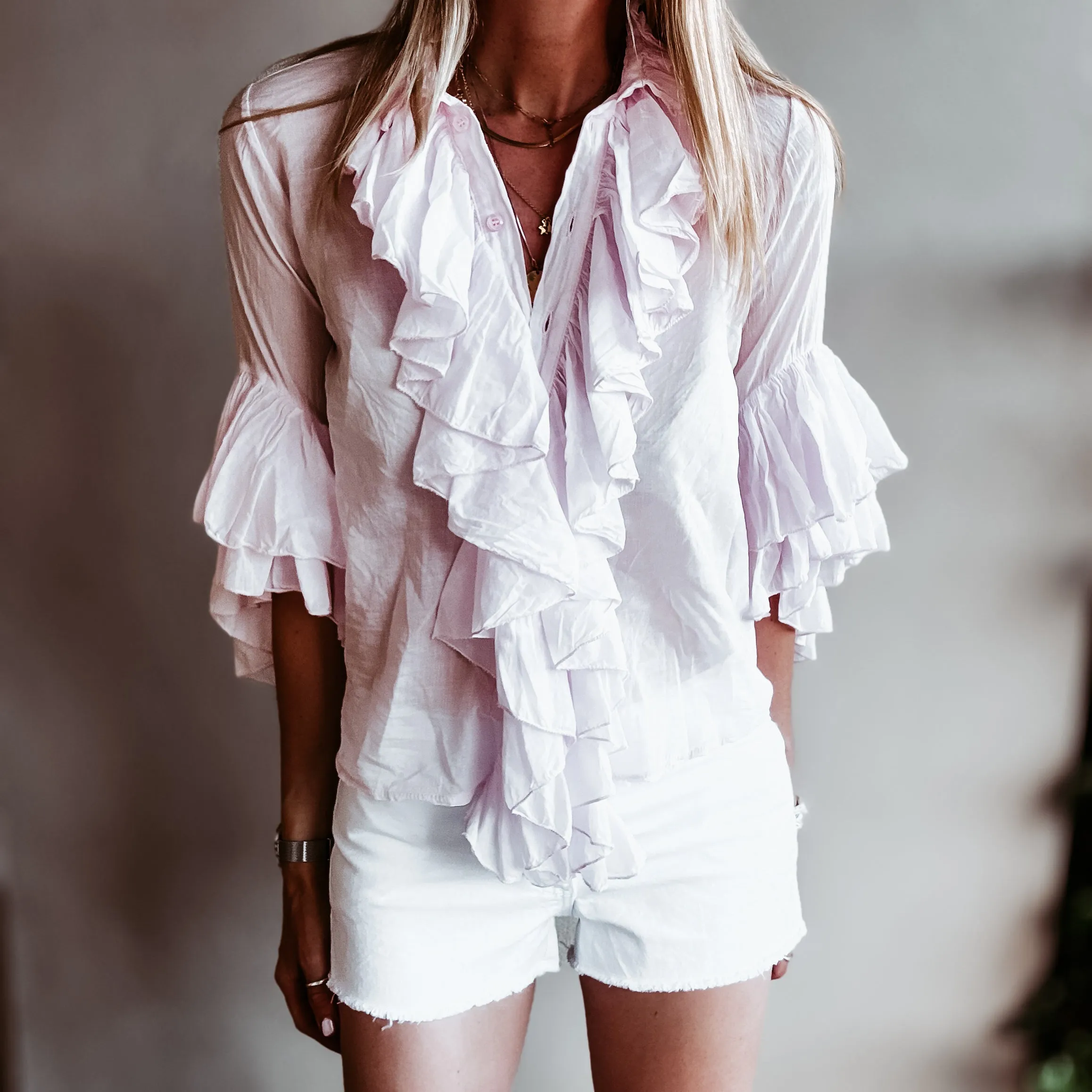 Pink ruffle Blouse *NEW*