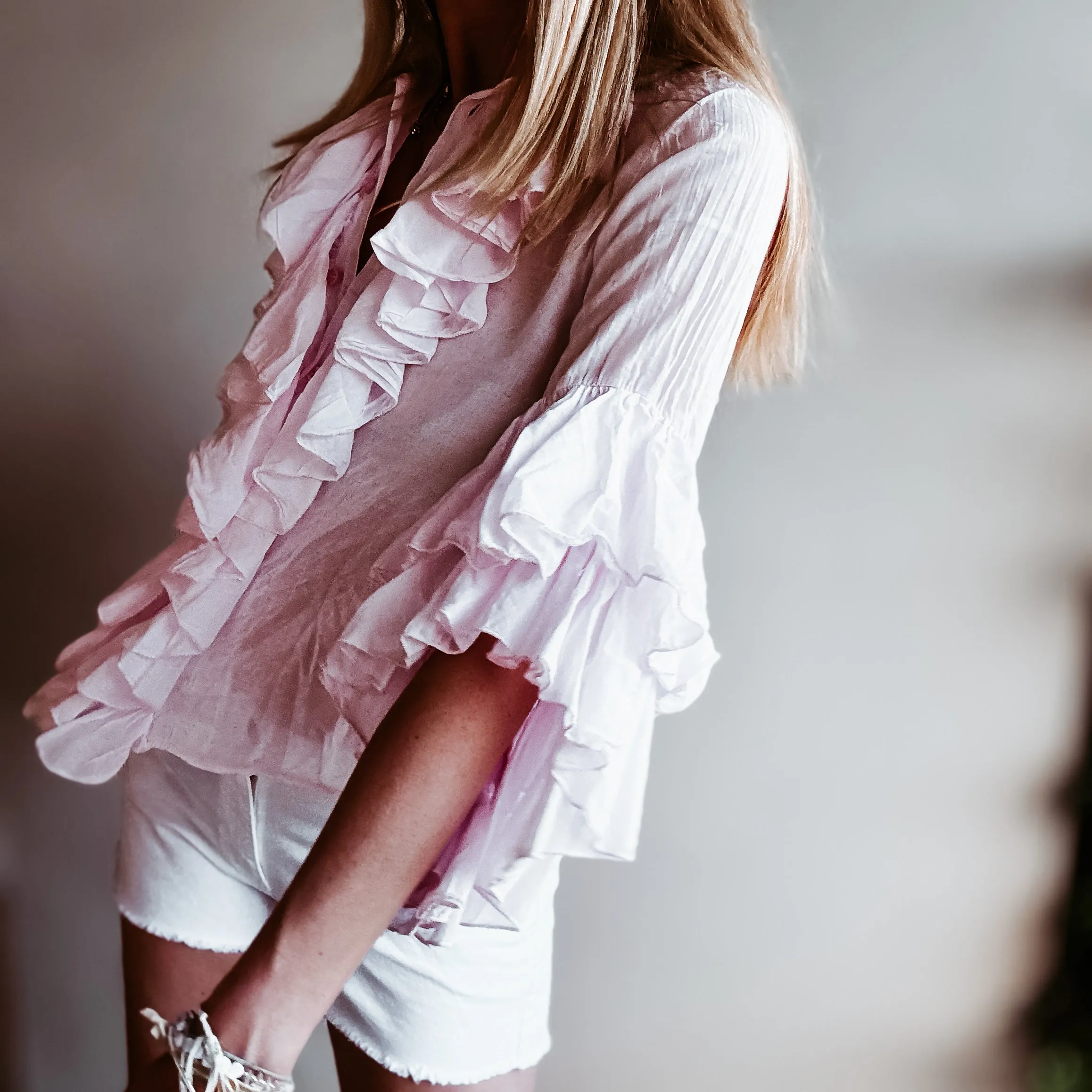 Pink ruffle Blouse *NEW*