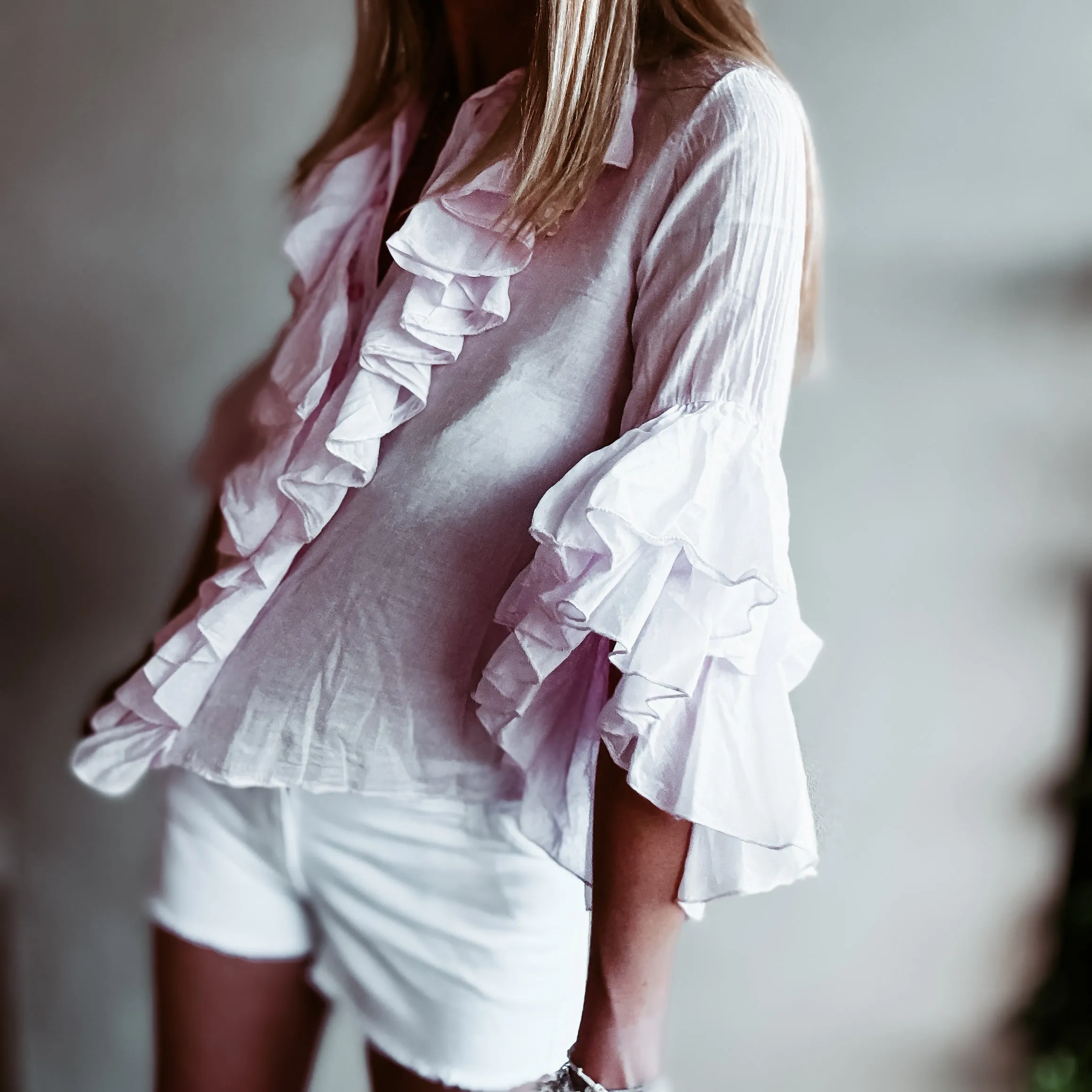 Pink ruffle Blouse *NEW*